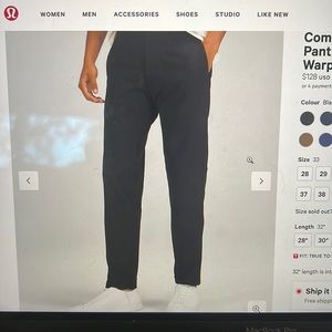 Lululemon Commission men’s black pants  34x30